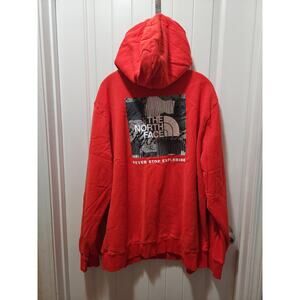 The North Face Men's Red Pullover Hoodie Kangaroo Pocket Logo Size XXL